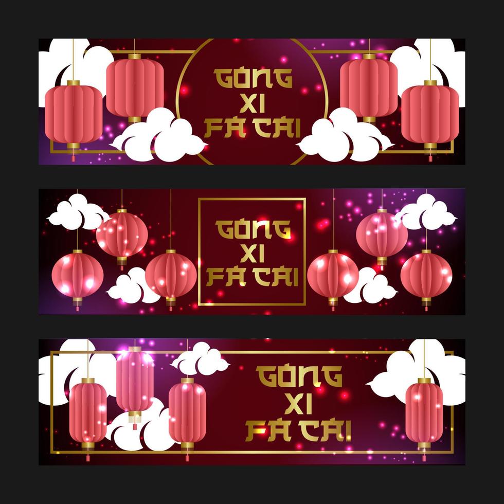 gong xi fa cai groet viering banner set vector