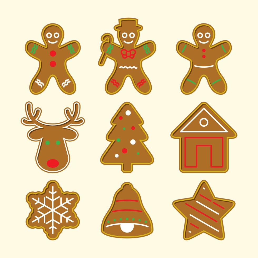 kerstkoekjes en koekjes icon set vector