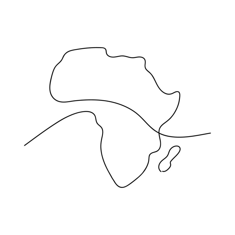 Afrika kaart een lijn kunst vector