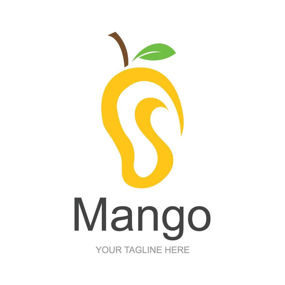 mango logo, fruit ontwerp gemakkelijk minimalistische stijl, fruit sap vector, icoon symbool illustratie vector