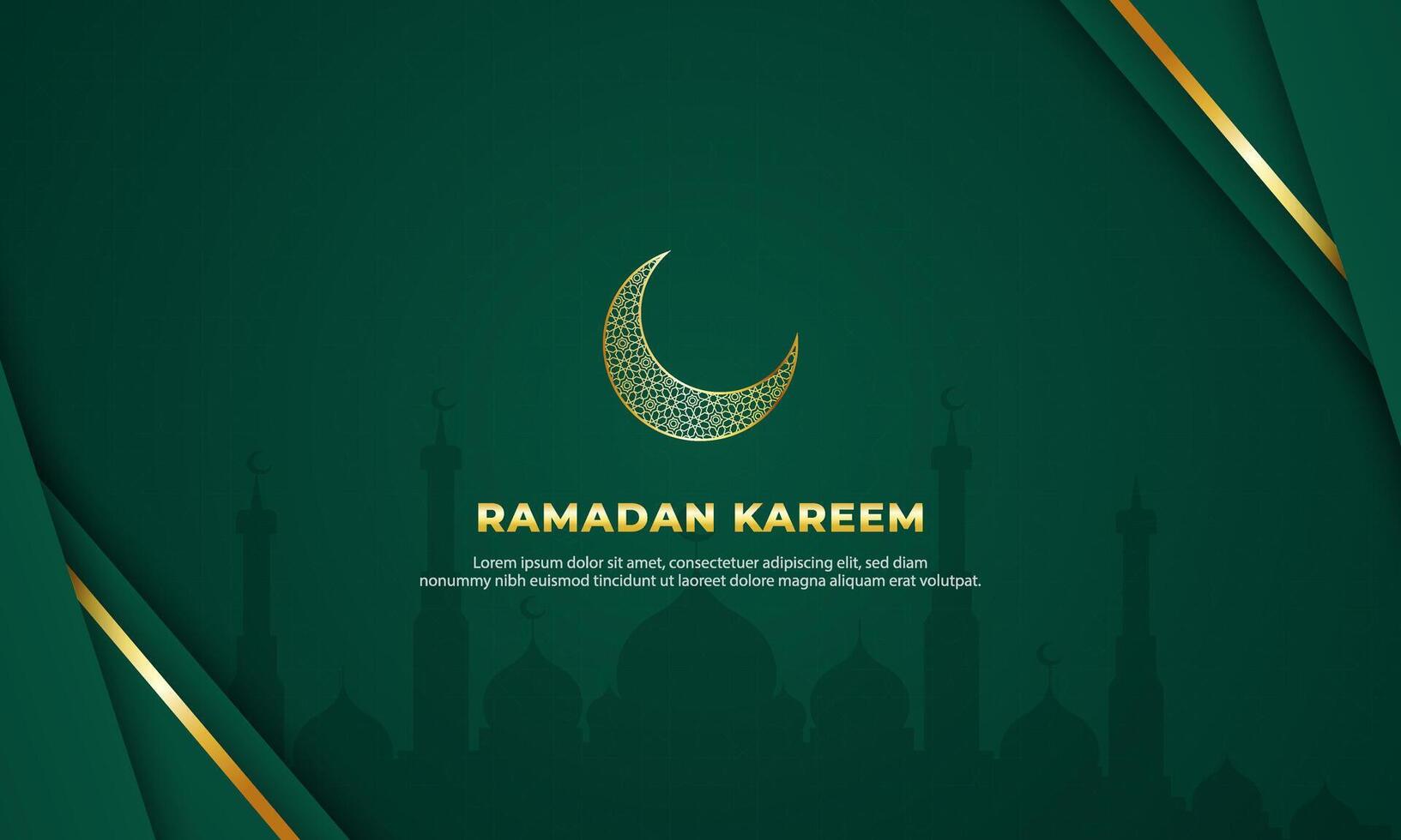 modern luxe Islamitisch overlappende achtergrond met gouden lijnen premie Aan groen helling achtergrond vector