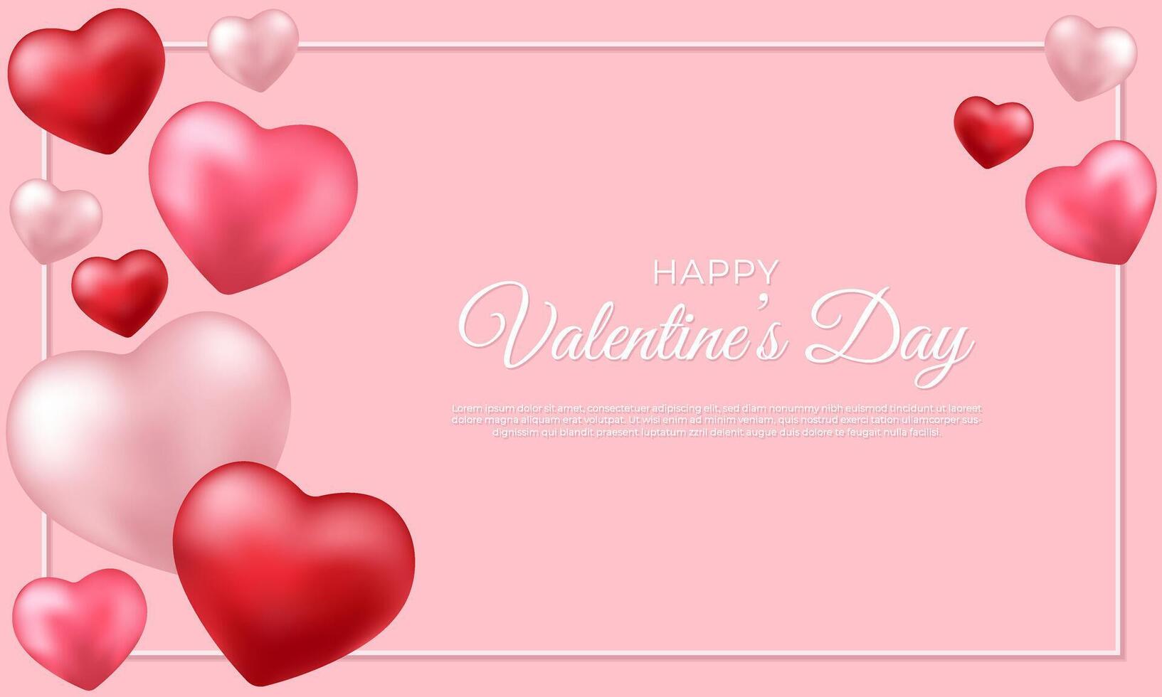 viering van gelukkig valentijnsdag dag poster ontwerp geïsoleerd Aan roze background.3d liefde valentijnsdag dag achtergrond concept vector