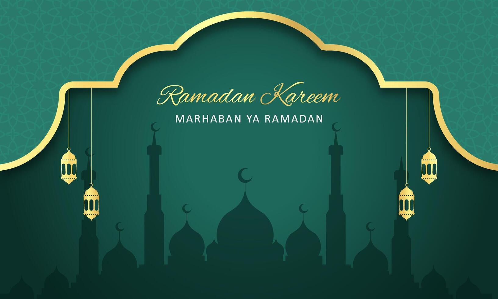 modern Islamitisch achtergrond met goud ornament geïsoleerd Aan groen helling achtergrond vector