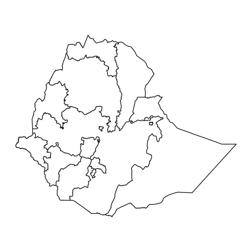 Ethiopië kaart met administratief divisies. vector illustratie.
