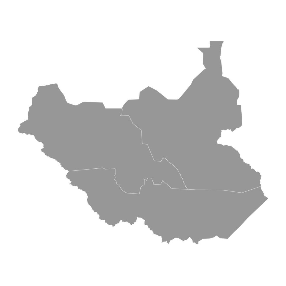 zuiden Soedan Regio's kaart. vector illustratie.