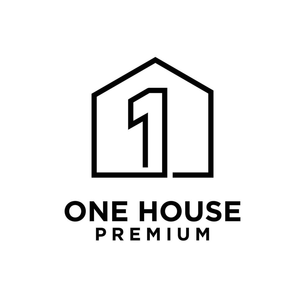 een 1 huis huis brief logo icoon ontwerp vector