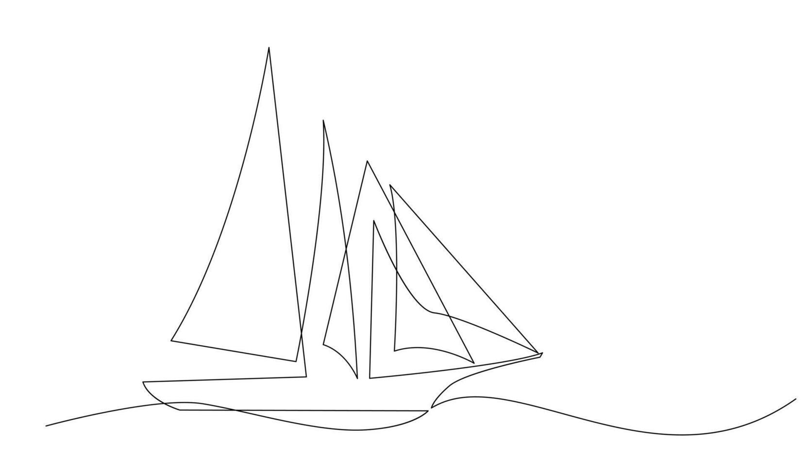 single doorlopend lijn kunst zee boot icoon. jacht reizen toerisme concept silhouet symbool ontwerp. een schetsen schets tekening vector illustratie