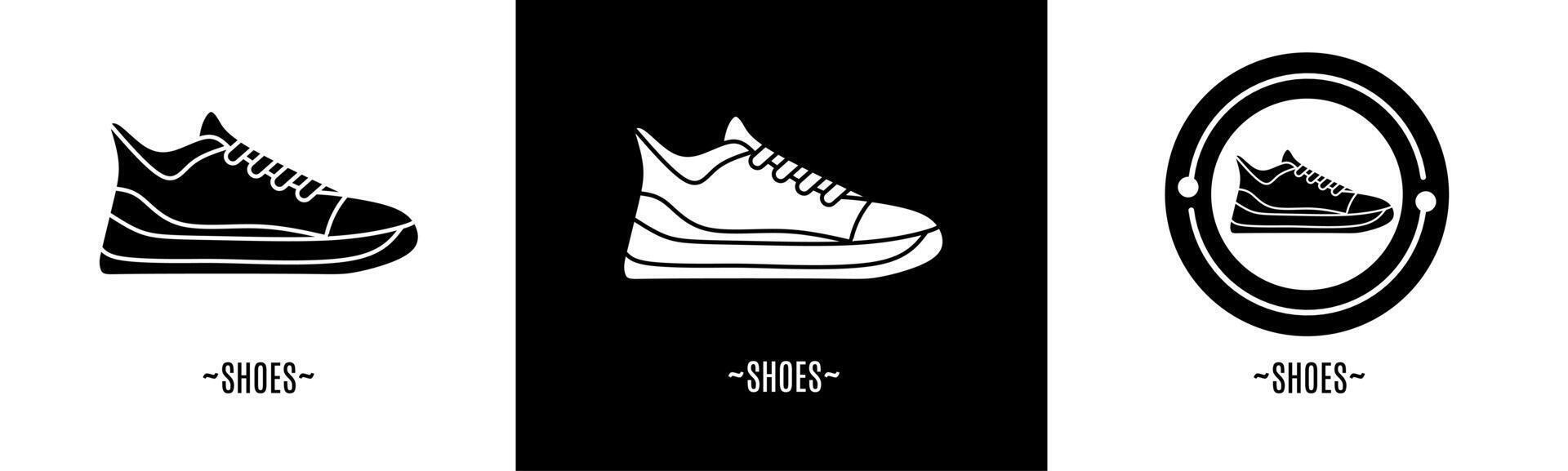 schoenen logo set. verzameling van zwart en wit logo's. voorraad vector. vector