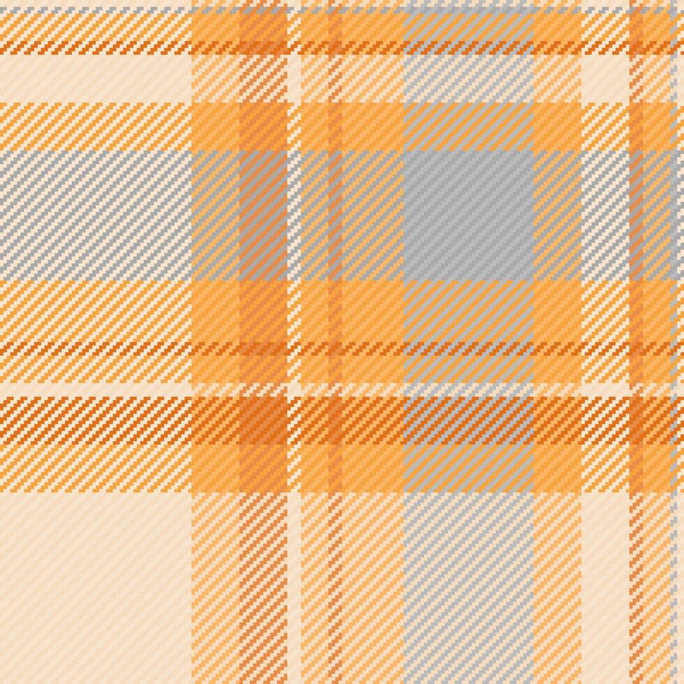 kleur patroon plaid controleren, licht structuur achtergrond textiel. harmonie naadloos Schotse ruit kleding stof vector in oranje en licht kleuren.