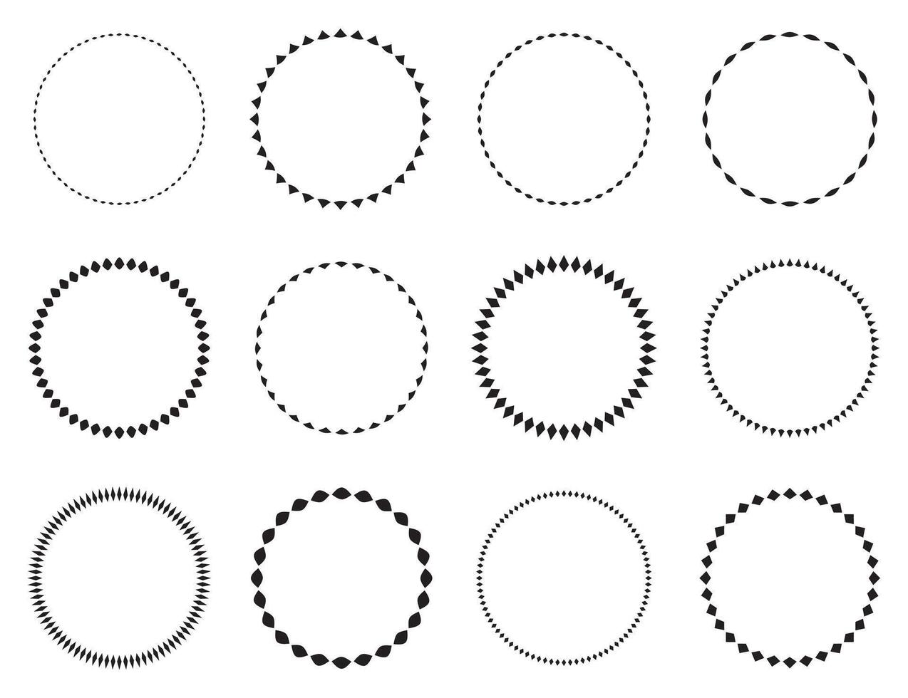 reeks van ronde vector kozijnen. cirkel ontwerp patroon kunst.