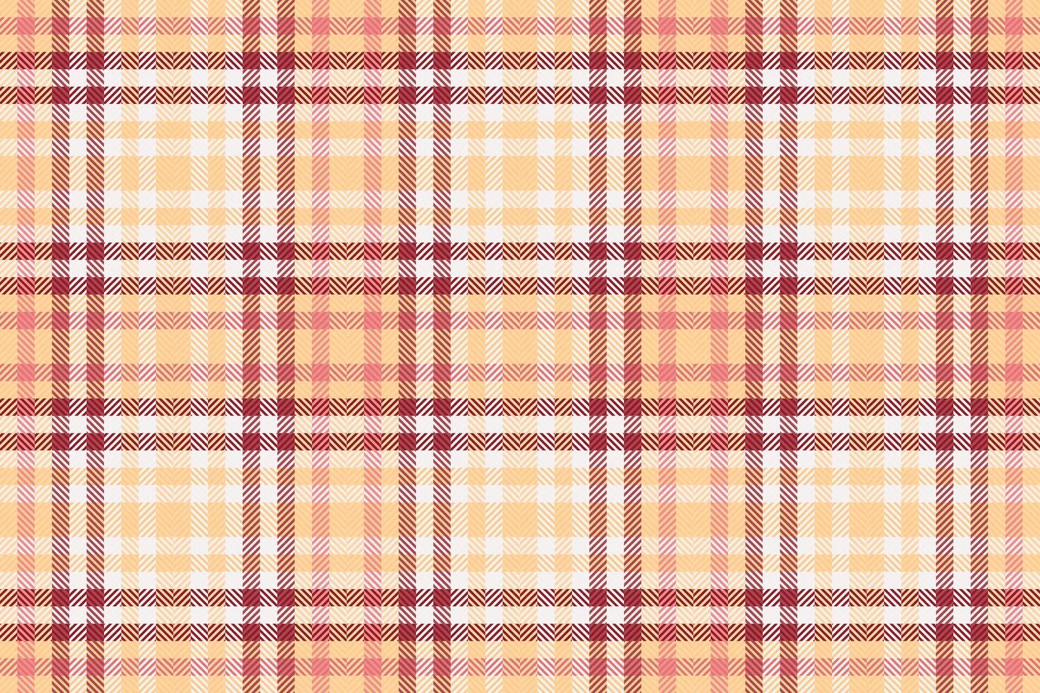 lineair plaid patroon textiel, hipster Schotse ruit achtergrond kleding stof. schetsen naadloos structuur controleren vector in oranje en rood kleuren.