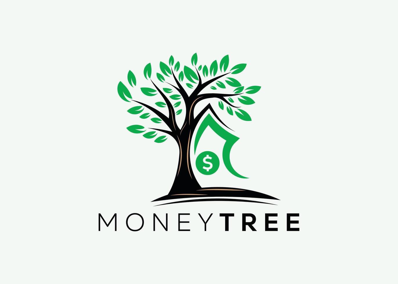 minimalistische geld boom logo ontwerp vector sjabloon. geld toenemen investering voor bedrijf financiën logo. geld investering logo