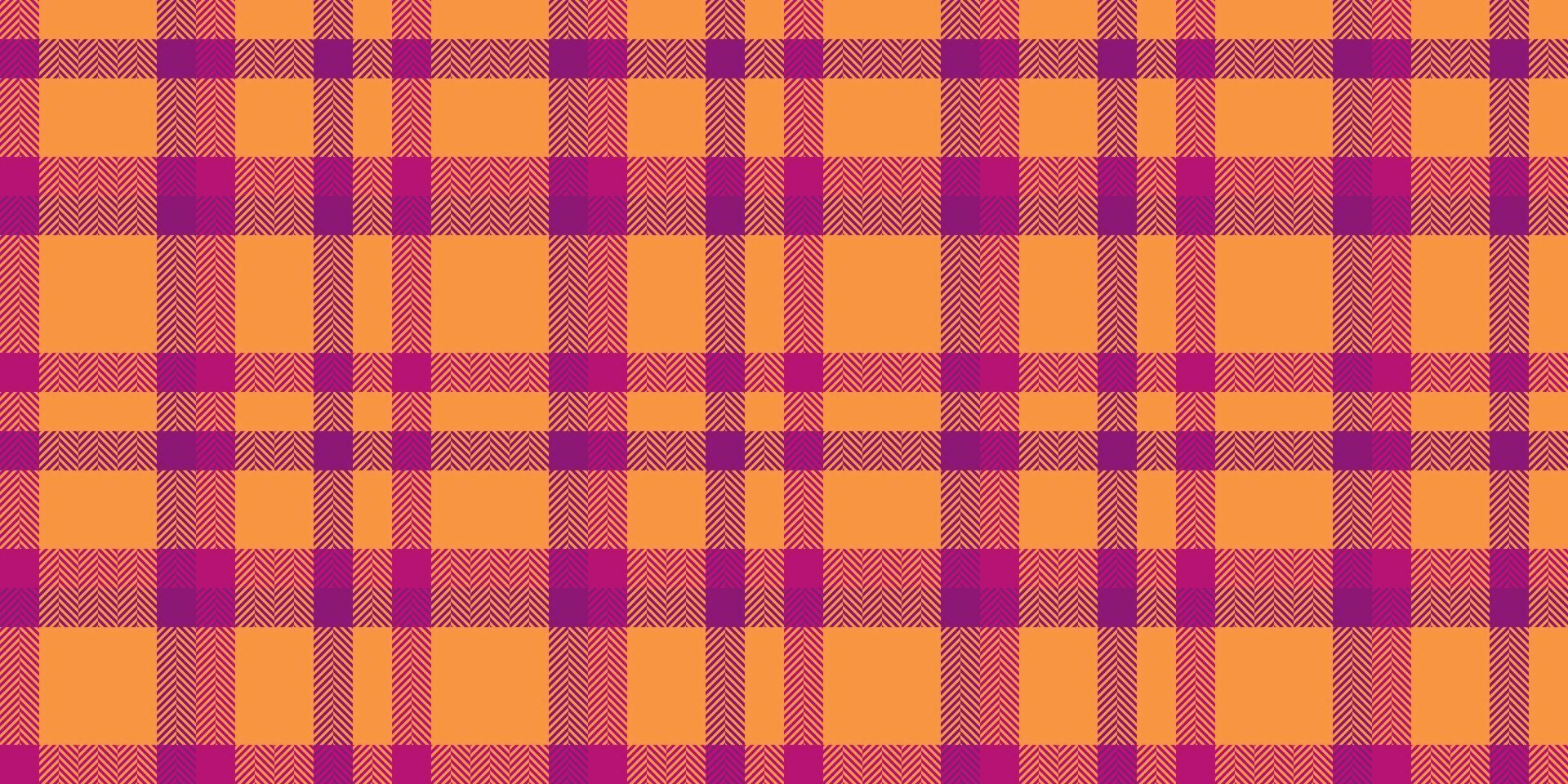 Cadeau structuur achtergrond naadloos, reclame plaid textiel vector. katoenen stof patroon controleren Schotse ruit kleding stof in roze en oranje kleuren. vector