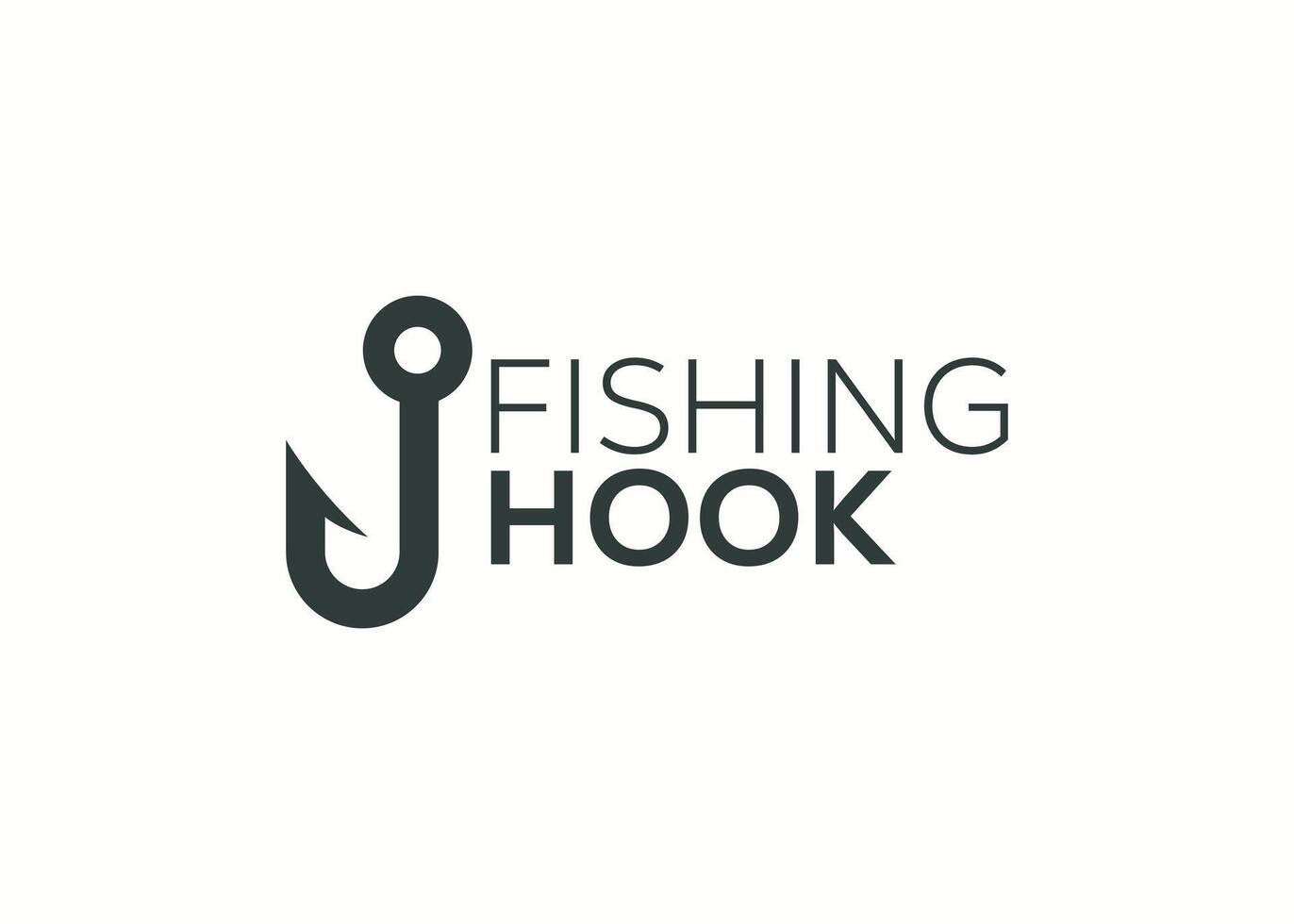 minimalistische visvangst haak logo ontwerp vector sjabloon. visvangst haak vector illustratie. modern vis haak logo