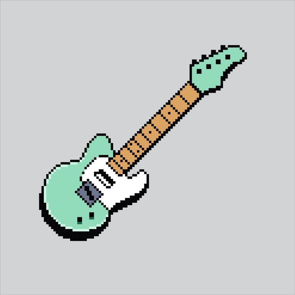 pixel kunst illustratie bas gitaar. korrelig bas gitaar. bas gitaar muziek- instrument. korrelig voor de pixel kunst spel en icoon voor website en video spel. oud school- retro. vector
