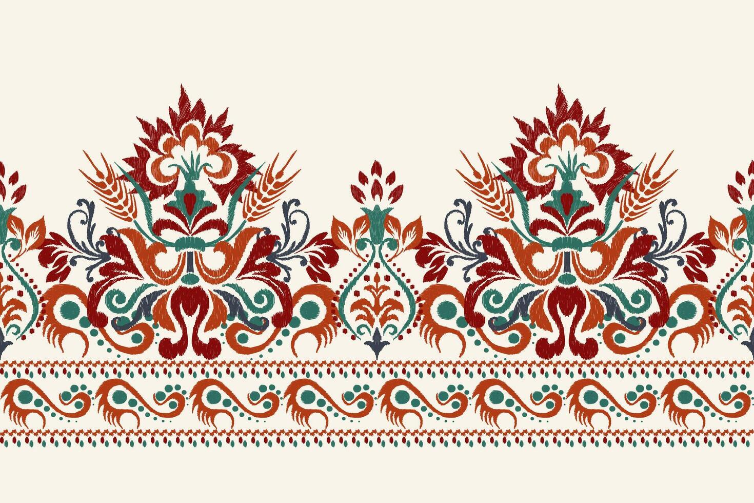 digitaal schilderij waterverf patroon.ikat bloemen borduurwerk Aan wit achtergrond vector illustratie.azteken stijl, hand getekend, inkt textuur.ontwerp voor textuur, stof, kleding ,decoratie,sarong,sjaal,print.