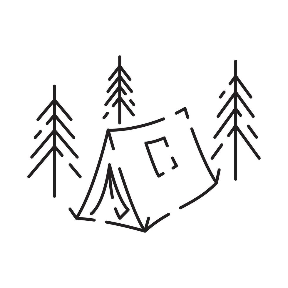 kamp icoon Aan wit achtergrond. camping tent lijn icoon vector. vector
