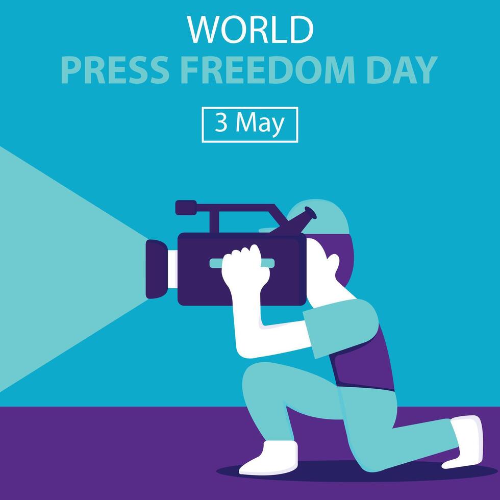 illustratie vector grafisch van een cameraman is aan het bedekken de nieuws, perfect voor Internationale dag, wereld prees vrijheid dag, vieren, groet kaart, enz.