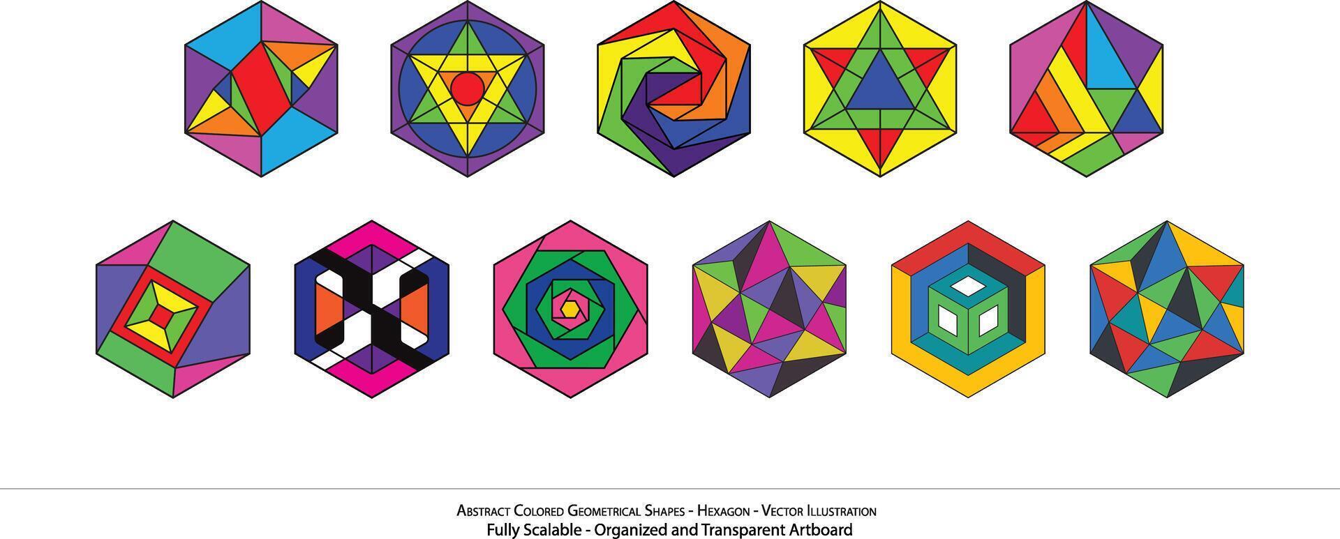 abstract gekleurde meetkundig vormen. bandjes - zeshoek. kleurrijk. prismatisch edelsteen, een oogverblindend symfonie van licht en vorm geven aan. een caleidoscoop gevangen in een diamant. een zichtbaar puzzel voor de creatief geest vector