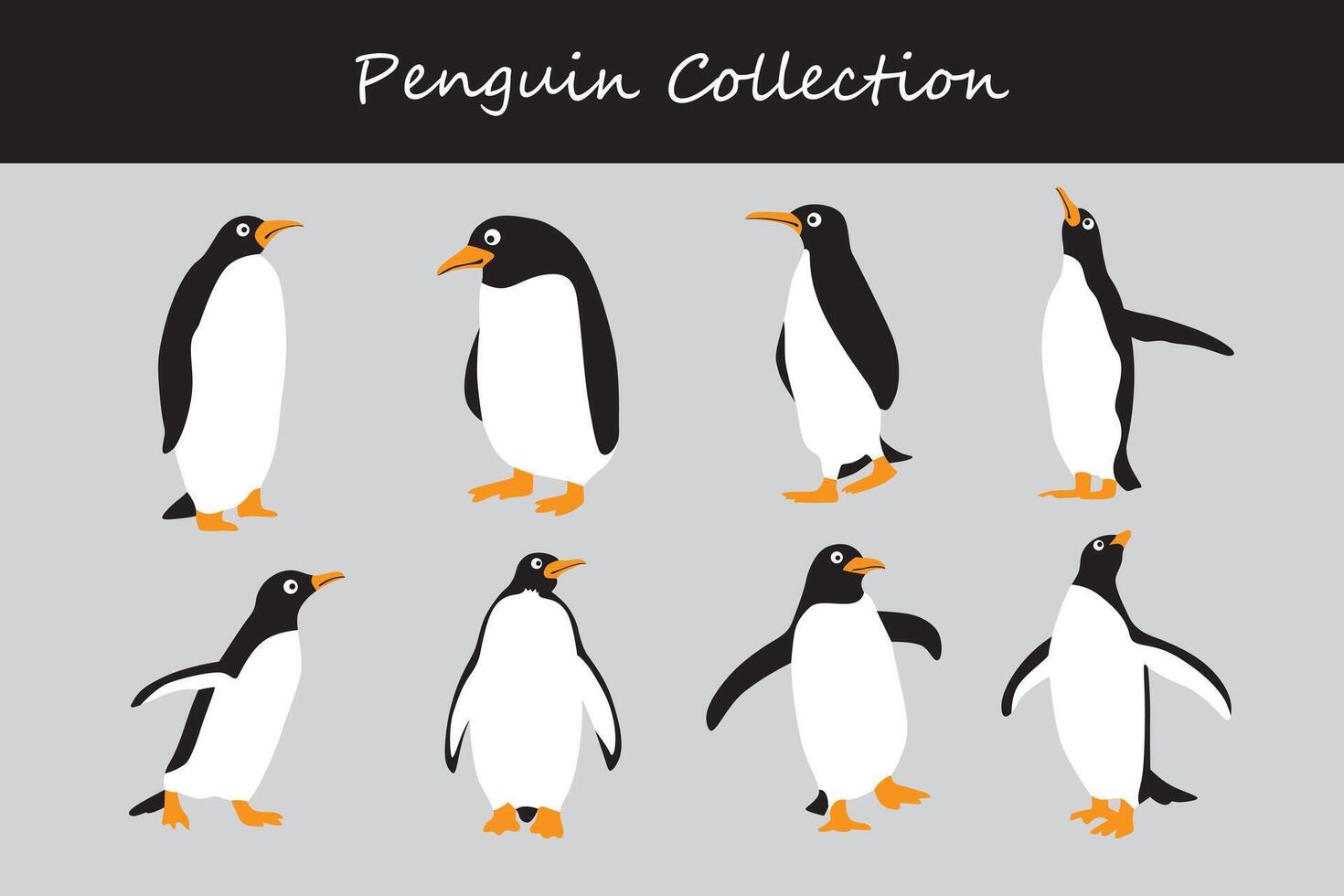 pinguïn vector set. schattig tekenfilm pinguïn. schattig pinguïn verzameling.