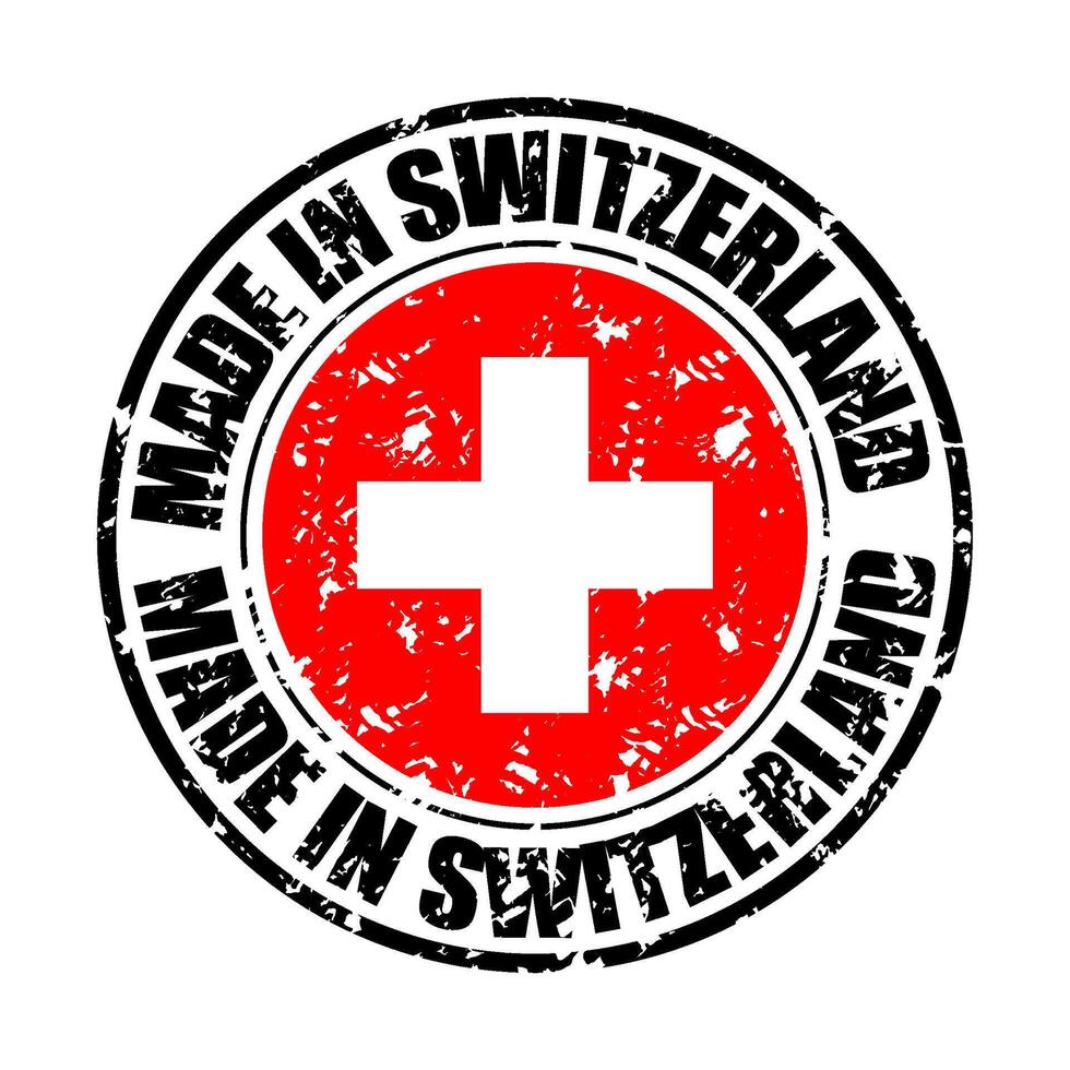 afdrukken van rubber postzegel gemaakt in Zwitserland. vector van sticker insigne, garantie embleem illustratie, label afdruk banier, watermerk exporteren, land Zwitsers vervaardiging garantie