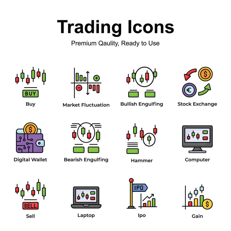 premie kwaliteit pak van handel pictogrammen, klaar naar gebruik en downloaden vector