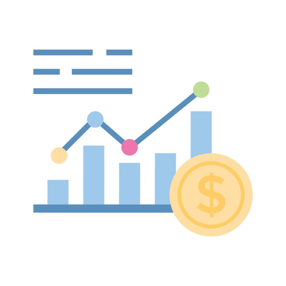 dollar met diagram aanduiding concept icoon van financieel grafiek, bedrijf tabel vector