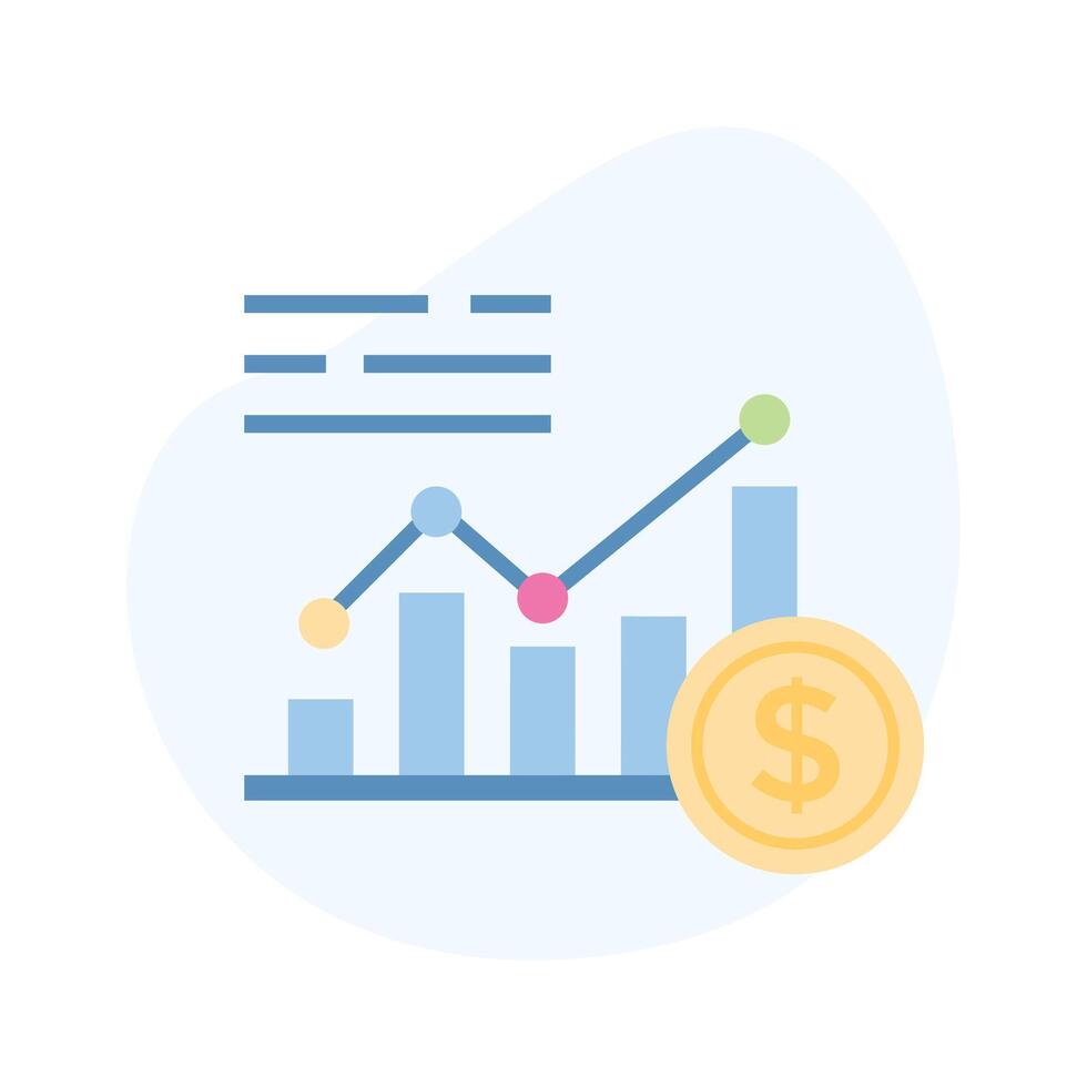 dollar met diagram aanduiding concept icoon van financieel grafiek, bedrijf tabel vector