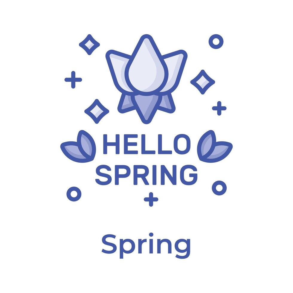 bloem met bladeren aanduiding concept icoon van voorjaar seizoen, Hallo voorjaar icoon ontwerp vector