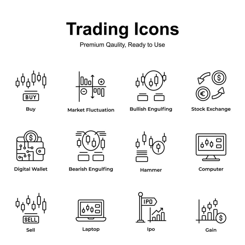 premie kwaliteit pak van handel pictogrammen, klaar naar gebruik en downloaden vector