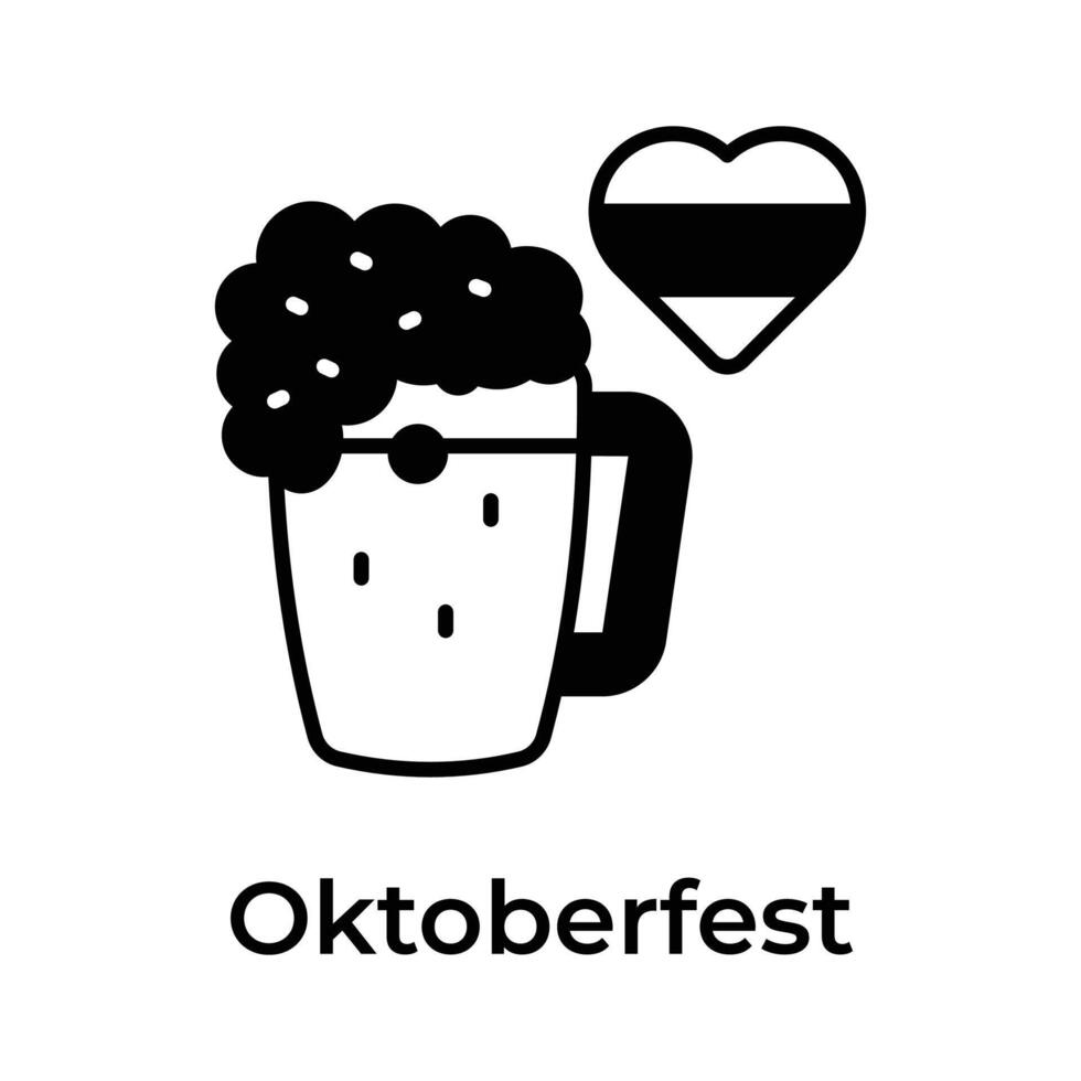 verbazingwekkend en uniek icoon van oktoberfeest in modieus ontwerp stijl, bier glas vector