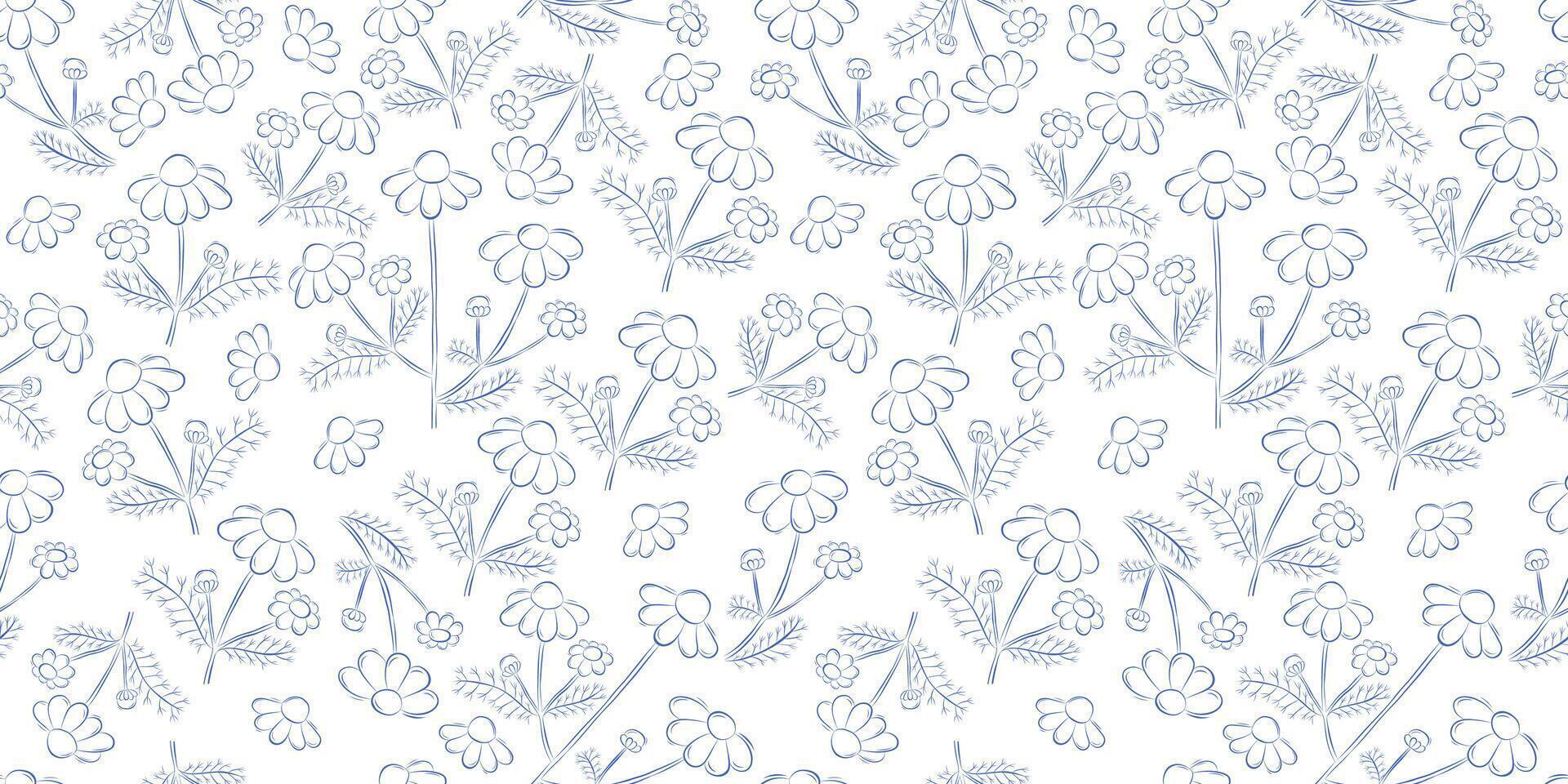 naadloos patroon met kamille bloemen. zomer achtergrond. verpakking ontwerp, textiel in retro rustiek stijl. vector illustratie