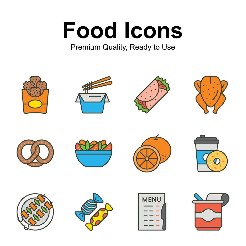 pak van voedsel pictogrammen in modern stijl, geïsoleerd Aan wit achtergrond vector
