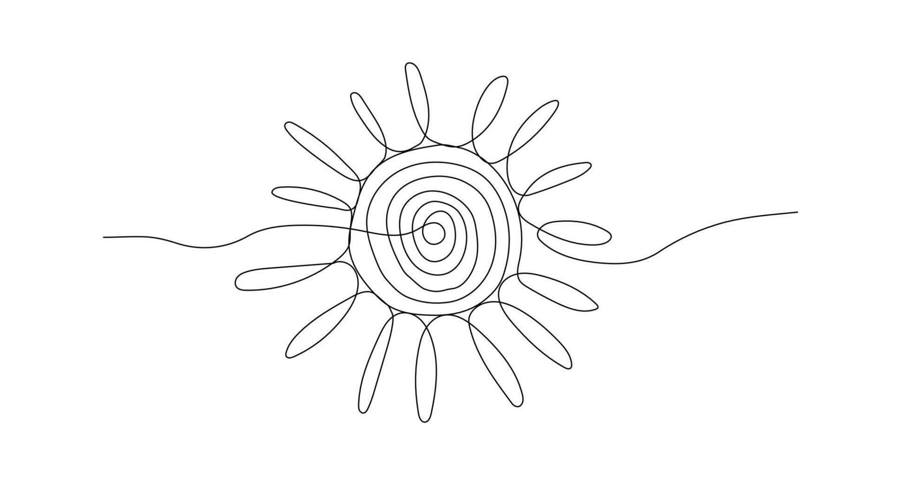 doorlopend lijn zon tekening icoon met bewerkbare hartinfarct. vector hand- getrokken illustratie geïsoleerd Aan wit achtergrond.