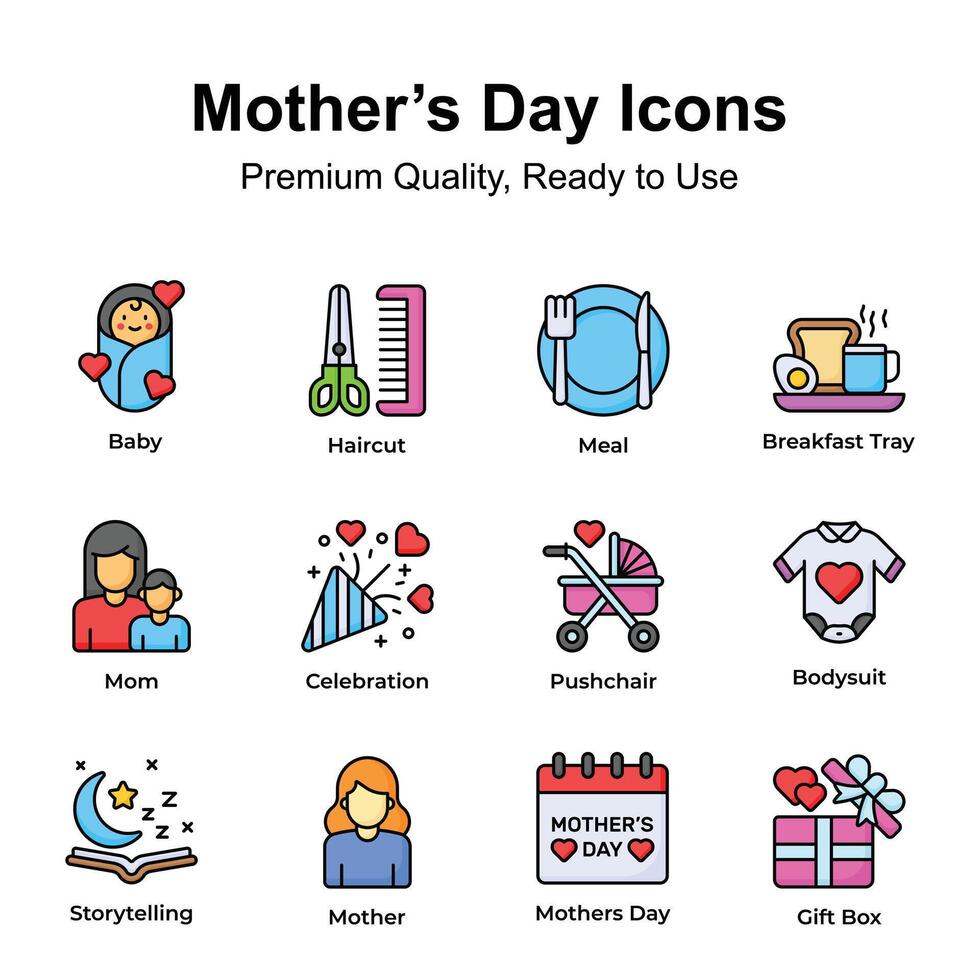 krijgen deze verbazingwekkend pictogrammen reeks van moeders dag in modern ontwerp stijl vector