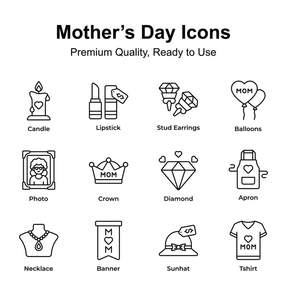 nemen een kijken Bij deze verbazingwekkend moeders dag pictogrammen reeks in modern stijl vector