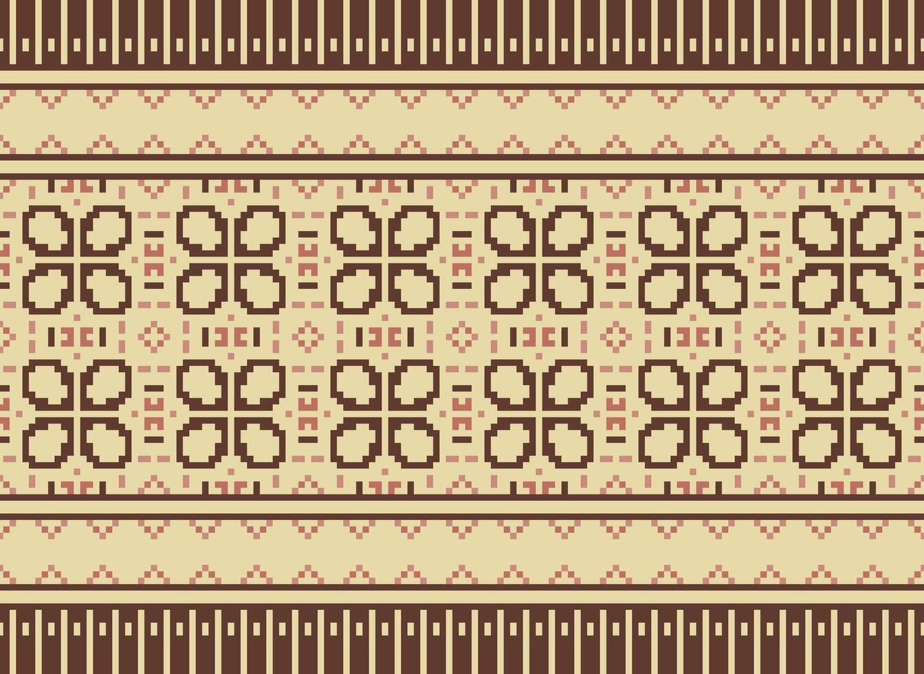 etnisch meetkundig naadloos kleding stof patroon kruis steek. ikat borduurwerk oosters pixel patroon room achtergrond. abstract,vector,illustratie. textuur, kruis steek, sjaal, decoratie, motieven, behang. vector