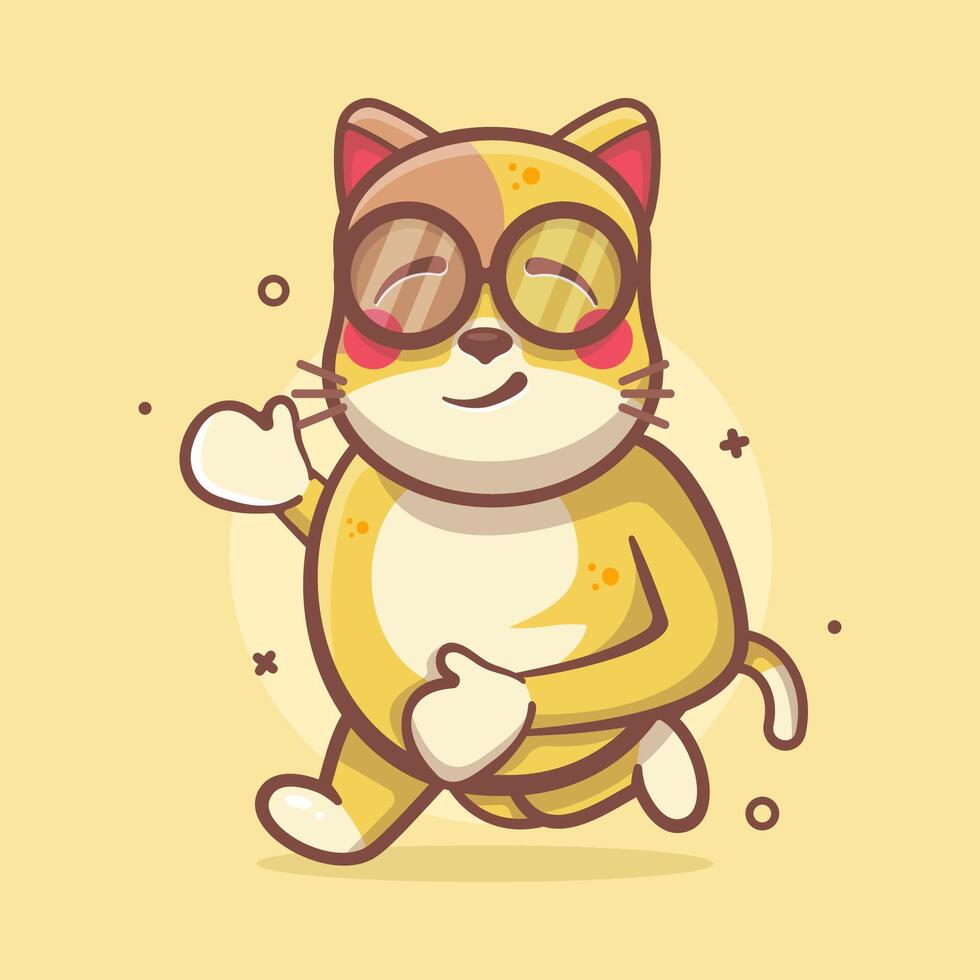 vrolijk kat dier karakter mascotte rennen geïsoleerd tekenfilm in vlak stijl ontwerp vector