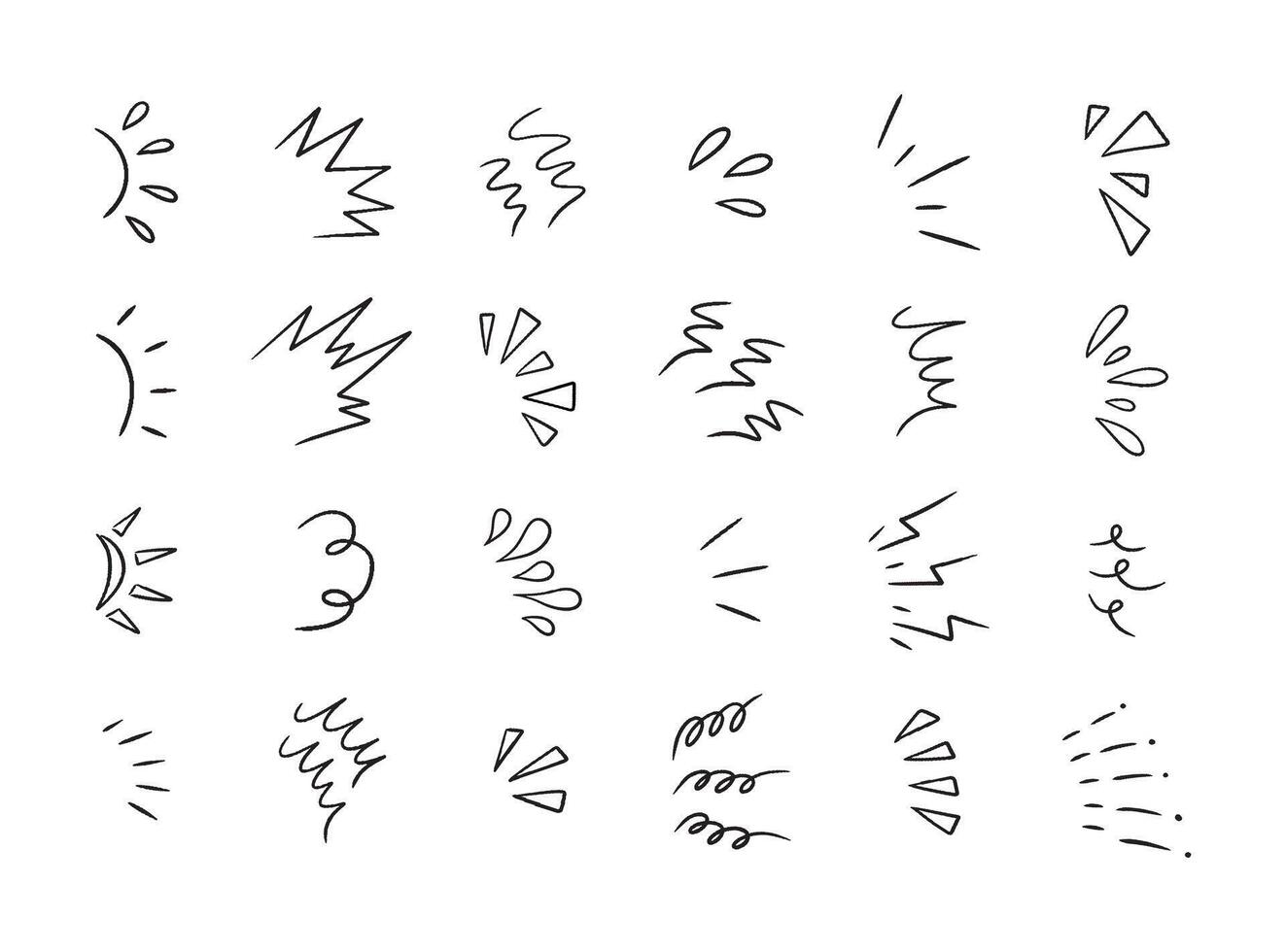Japans manga lijn elementen reeks voor karakter emotie. tekening pictogrammen geïsoleerd Aan wit achtergrond. vector