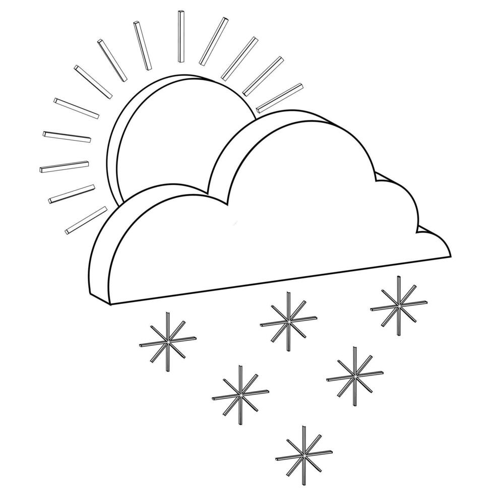 isometrische contour icoon variabel weer met sneeuw vector