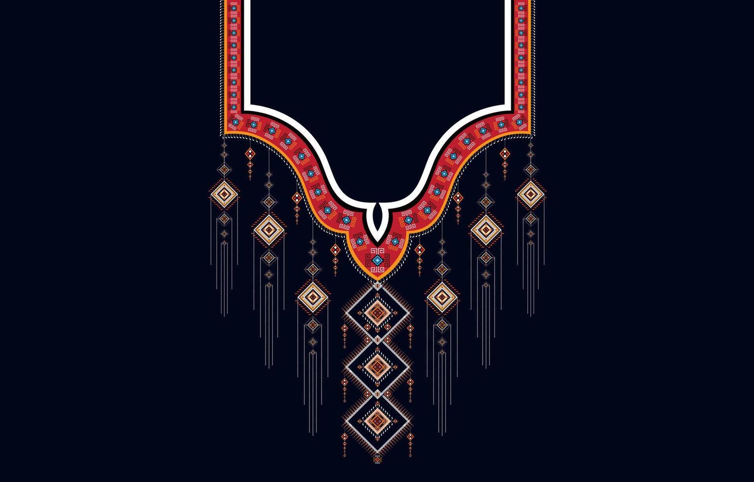 vector ontwerp voor halsband overhemden, overhemden, t-shirt. borduurwerk etnisch meetkundig elementen voor kleding stof, textiel. aztec meetkundig nek lijn ontwerp grafiek mode Mens dragen.