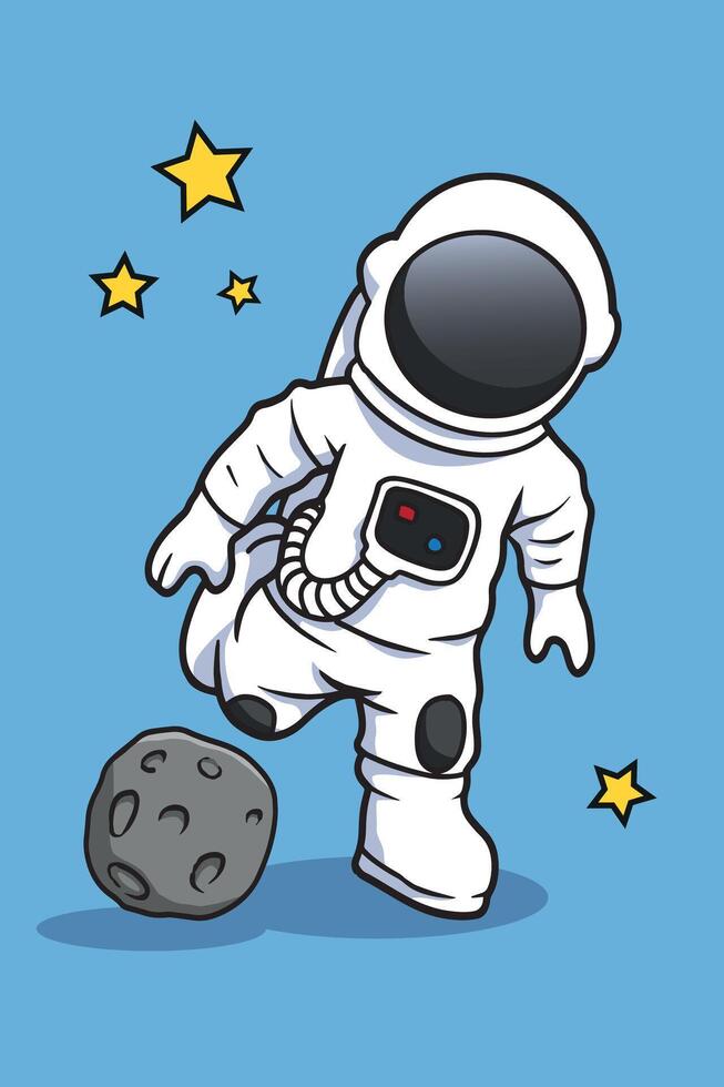 illustratie vector grafisch van astronaut spelen voetbal het beste voor kinderen boek illustratie