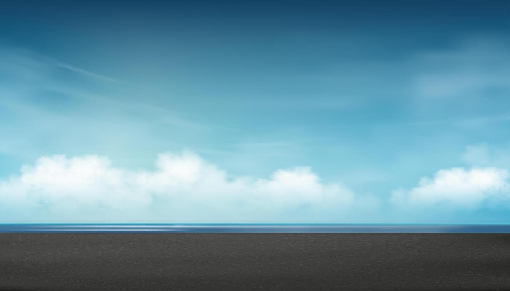 lucht blauw achtergrond, wolk horizontaal met leeg beton verdieping textuur, vector panoramisch voorjaar lucht met donker grijs asfalt in ochtend, zomer lucht met bewolkt over- zwart cement zeker