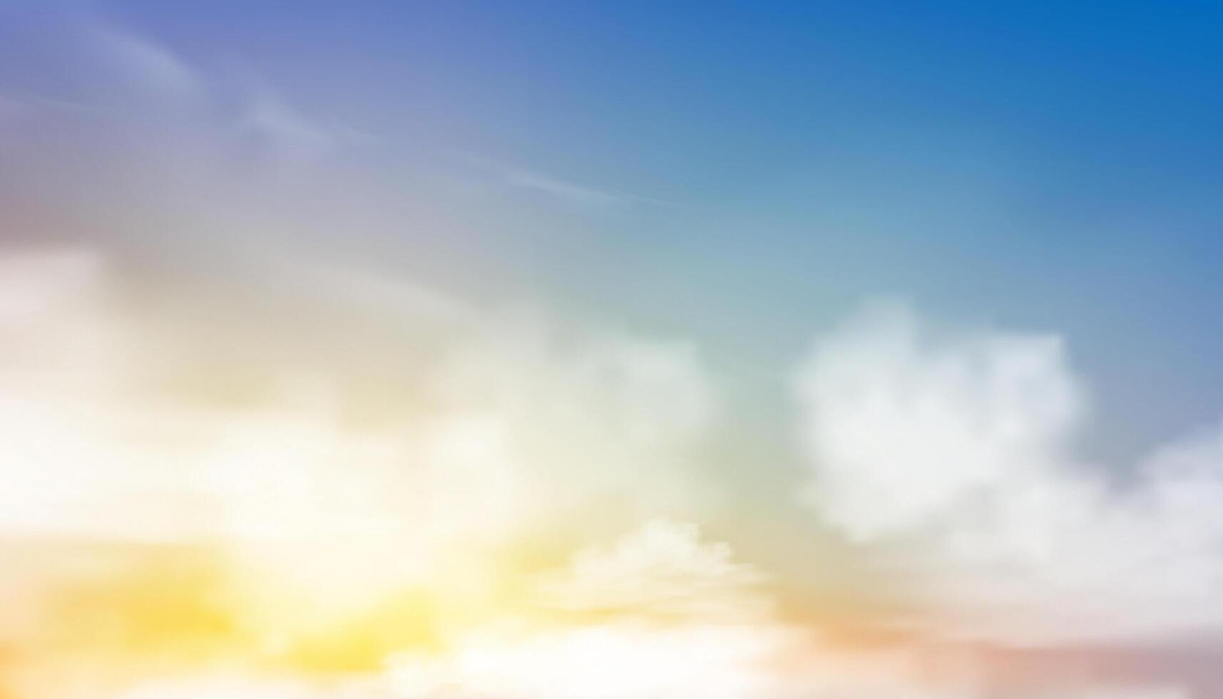 lucht achtergrond, roze kleur abstract pluizig wolk, tekenfilm ochtend- zomer lucht pastel blauw, geel, fantasie dramatisch zacht oranje zonsondergang in herfst, vector illustratie fee mysticus vervagen zonsopkomst in winter