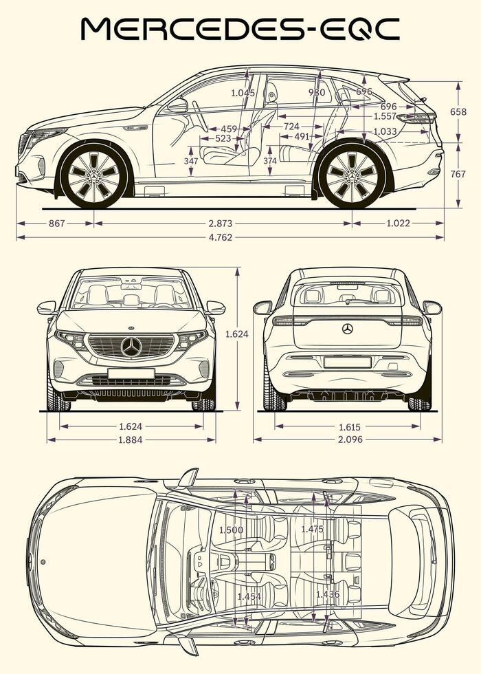 mercedes-benz eqc auto blauwdruk vector