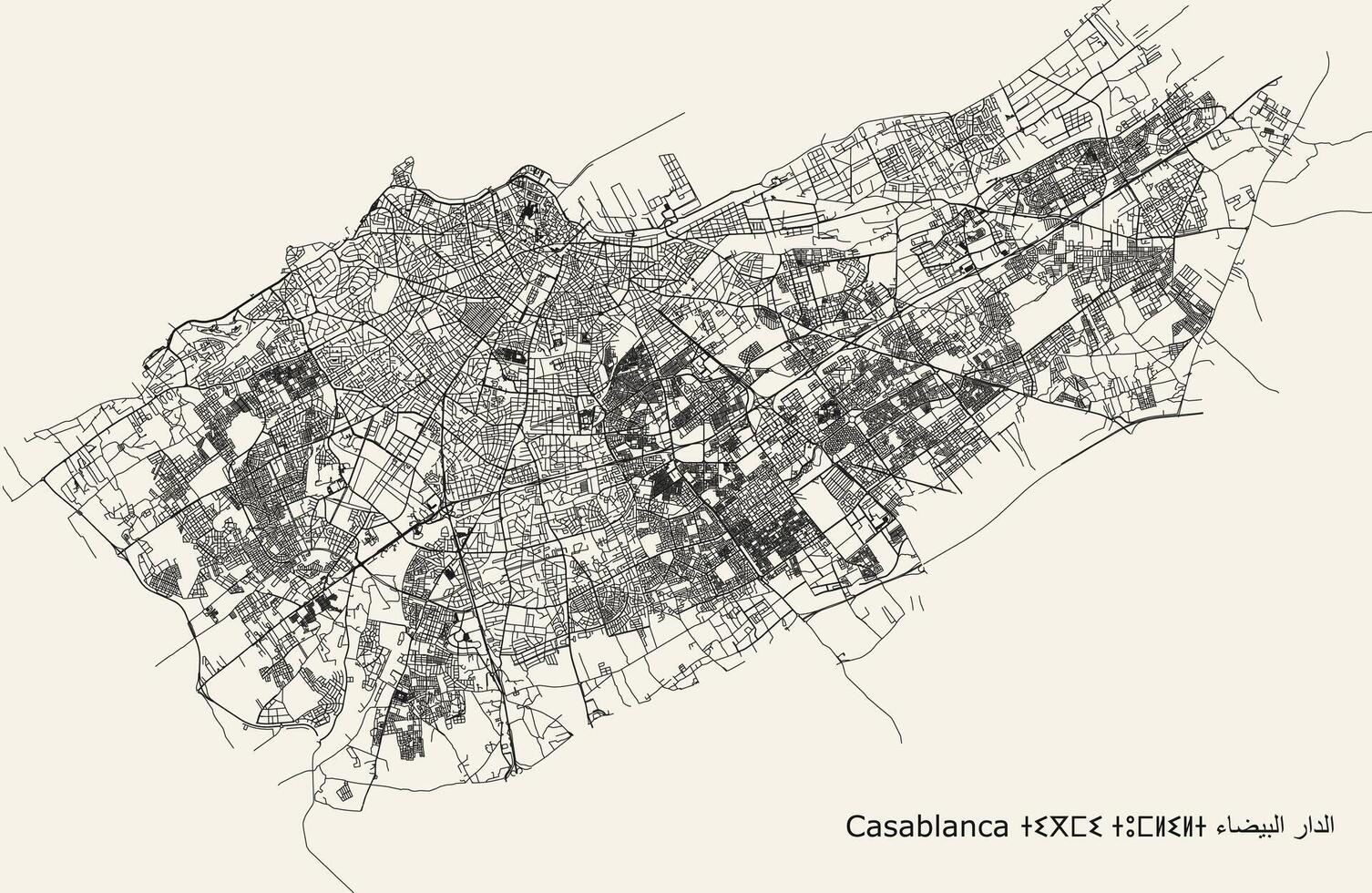 vector stad weg kaart van casablanca, Marokko