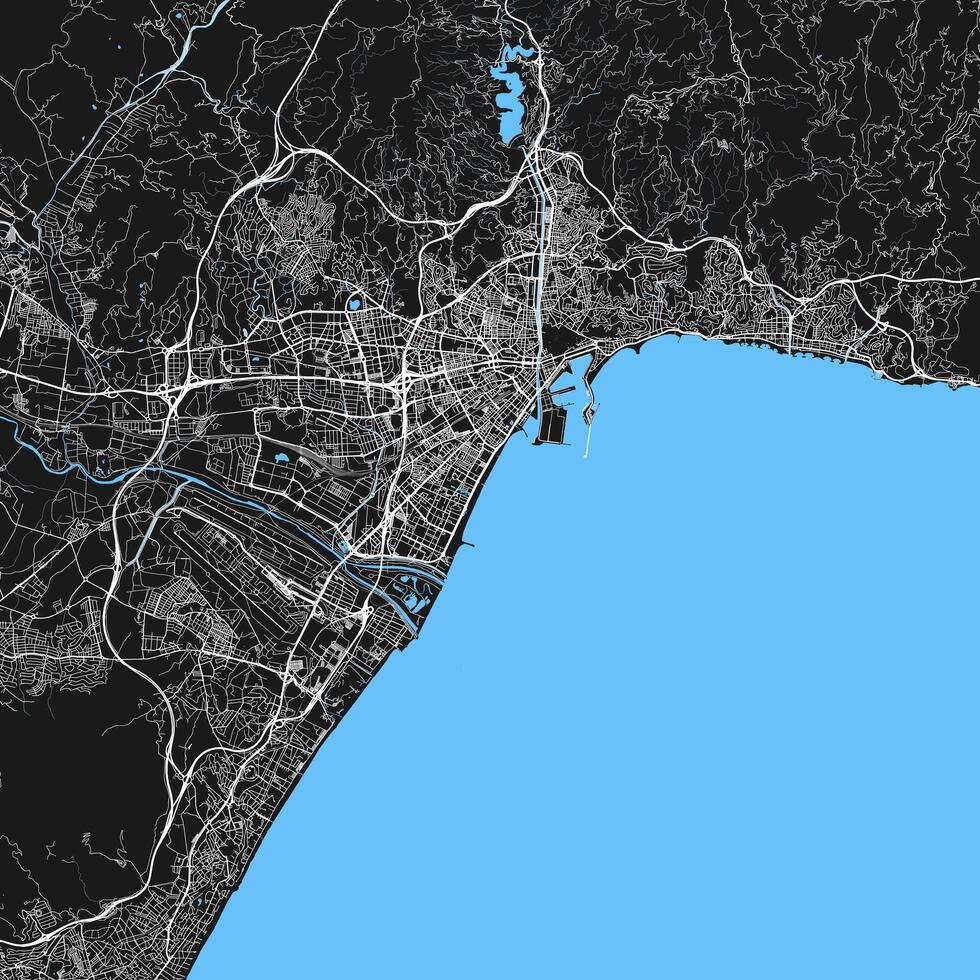 stad kaart van Malaga, Spanje vector
