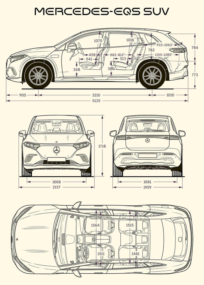 mercedes-benz eqs suv auto blauwdruk vector