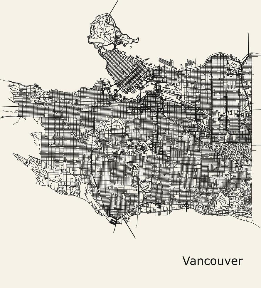 vector stad weg kaart van Vancouver, Brits Colombia, Canada