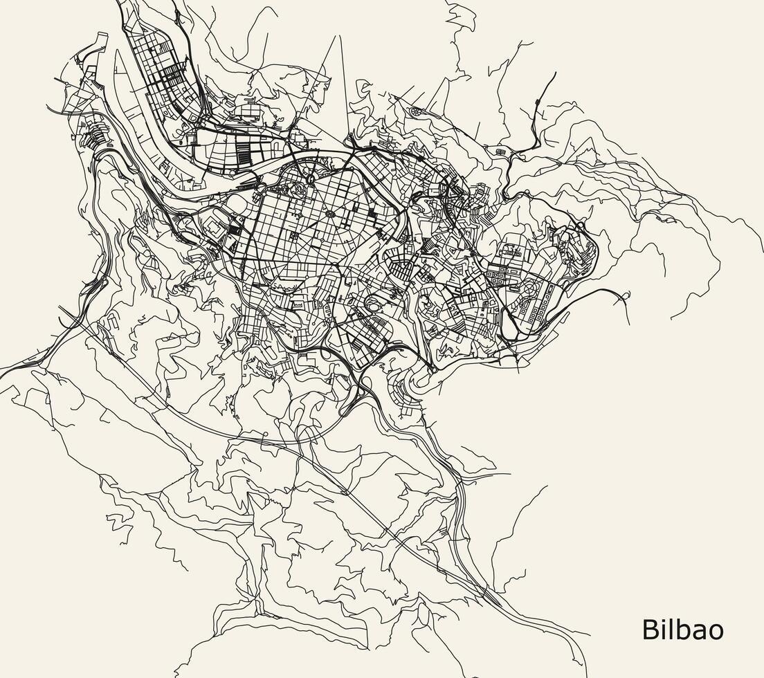 stad weg kaart van Bilbao, Spanje vector